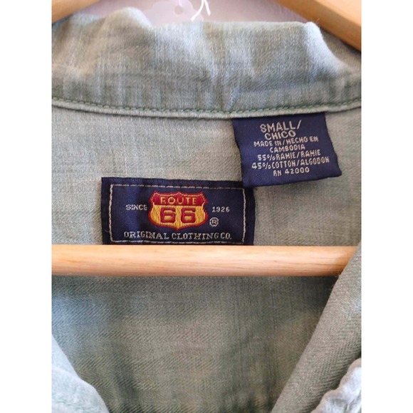 Route 66 Mens Small Sage Green Short Sleeve Button Down Shirt Vintage - Picture 2 of 2